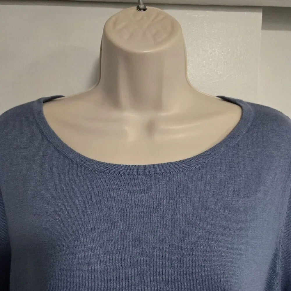 LOGO by Lori Goldstein Size M Blue Cotton Cashmere Tunic‎ Sweater A272837 QVC